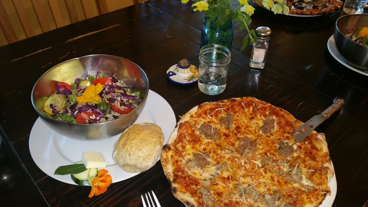 pizza and salad